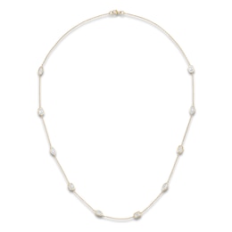 Marquise & Emerald-Cut Lab-Grown Diamond Bezel-Set Station Necklace 2-1/2 ct tw 14K Yellow Gold 18"