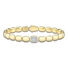 Thumbnail Image 1 of Shy ICON Lumeria Baguette & Round-Cut Multi-Diamond Pillow Link Bangle Bracelet 1/10 ct tw 14K Yellow Gold