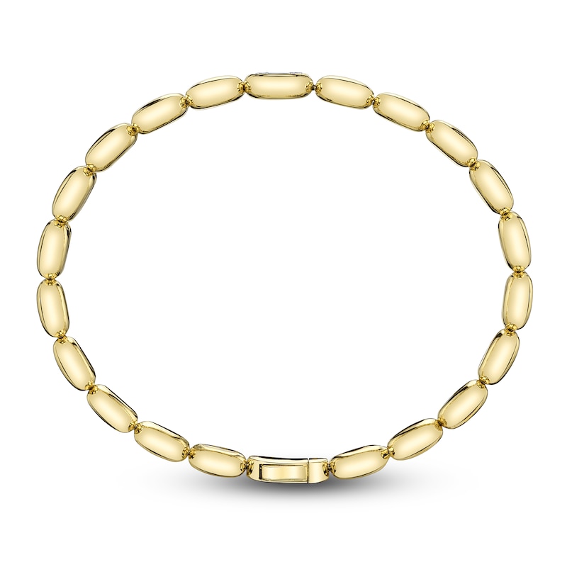 Main Image 3 of Shy ICON Lumeria Baguette & Round-Cut Multi-Diamond Pillow Link Bangle Bracelet 1/10 ct tw 14K Yellow Gold