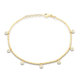 Bezel-Set Diamond Dangle Station Bracelet 1/3 ct tw 14K Yellow Gold 7"