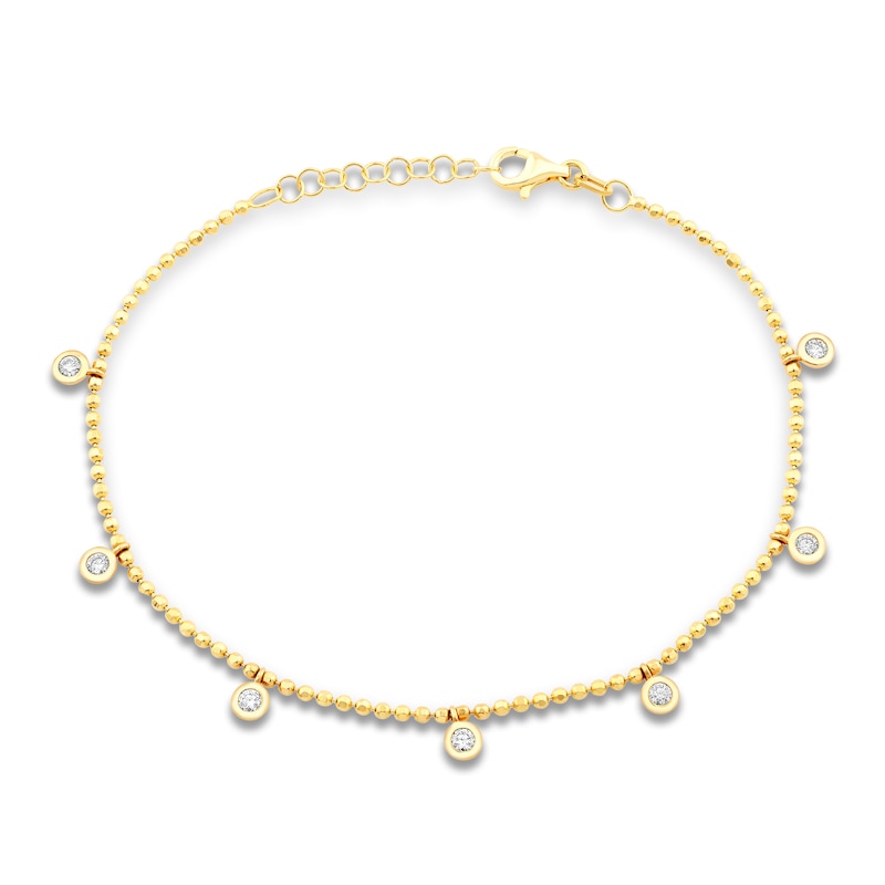 Main Image 1 of Bezel-Set Diamond Dangle Station Bracelet 1/3 ct tw 14K Yellow Gold 7"
