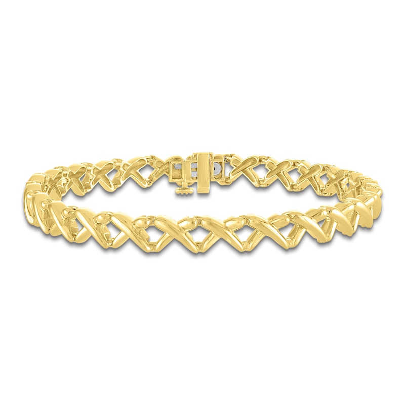 Main Image 1 of Unspoken Crosslink Bracelet Solid 14K Yellow Gold 7.25"