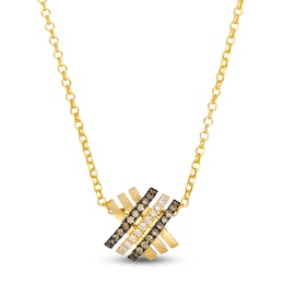 Le Vian Diamond Crisscross Necklace 1/6 ct tw 14K Honey Gold 19"