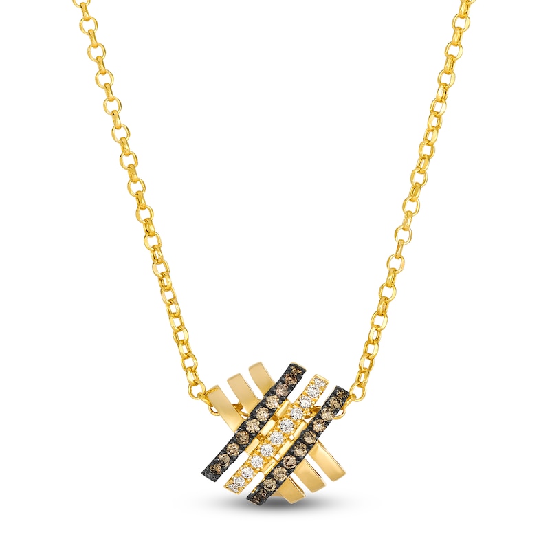 Main Image 1 of Le Vian Diamond Crisscross Necklace 1/6 ct tw 14K Honey Gold 19"