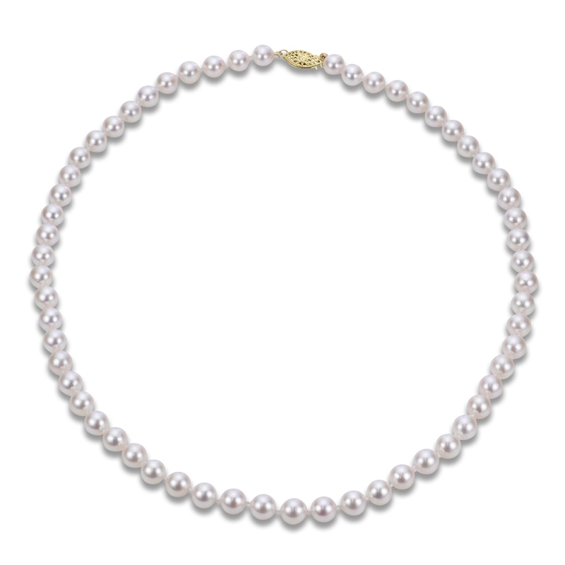 Main Image 1 of Akoya Cultured Pearl Necklace 14K Yellow Gold 5.5-6mm 18"