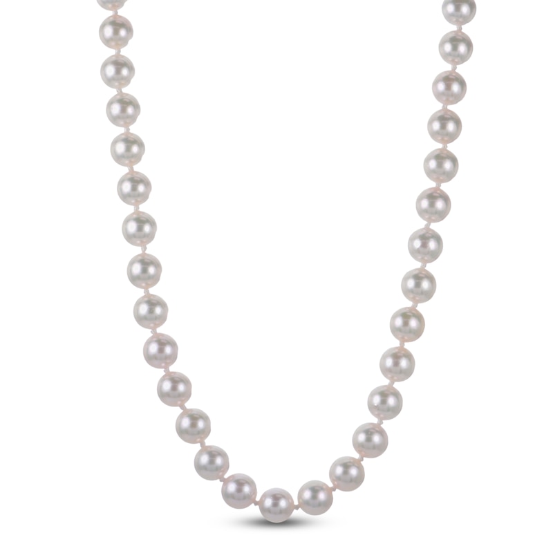 Main Image 2 of Akoya Cultured Pearl Necklace 14K Yellow Gold 5.5-6mm 18"