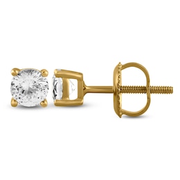 Men's White Lab-Created Sapphire 4mm Solitaire Stud Earrings 10K Yellow Gold