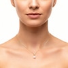 Thumbnail Image 3 of Cultured Pearl & Pear-Shaped Lab-Grown Diamond Necklace 1/3 ct tw 14K Yellow Gold 18"