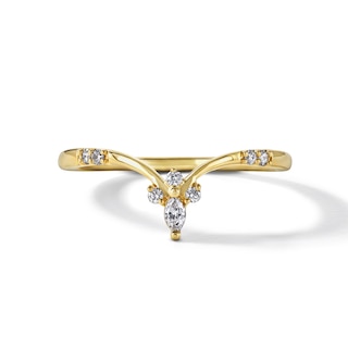 Chosen Certified Diamond Marquise & Round-Cut Contour Anniversary Ring 1/10 ct tw 14K Yellow Gold