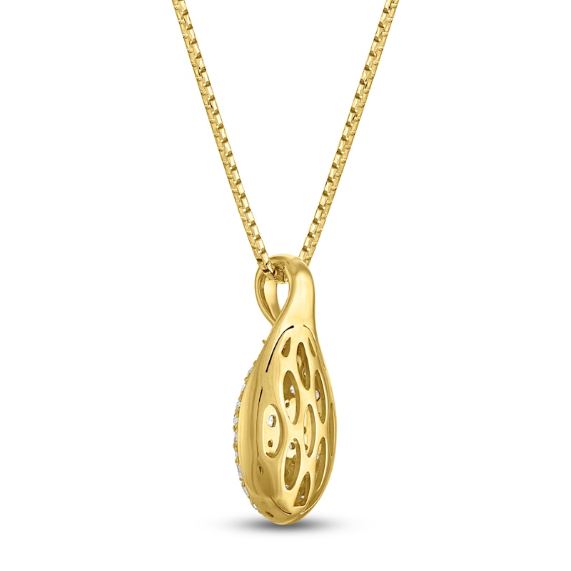 Main Image 3 of Jared Signature Diamond Pavé Teardrop Necklace 3/4 ct tw 14K Yellow Gold 18"