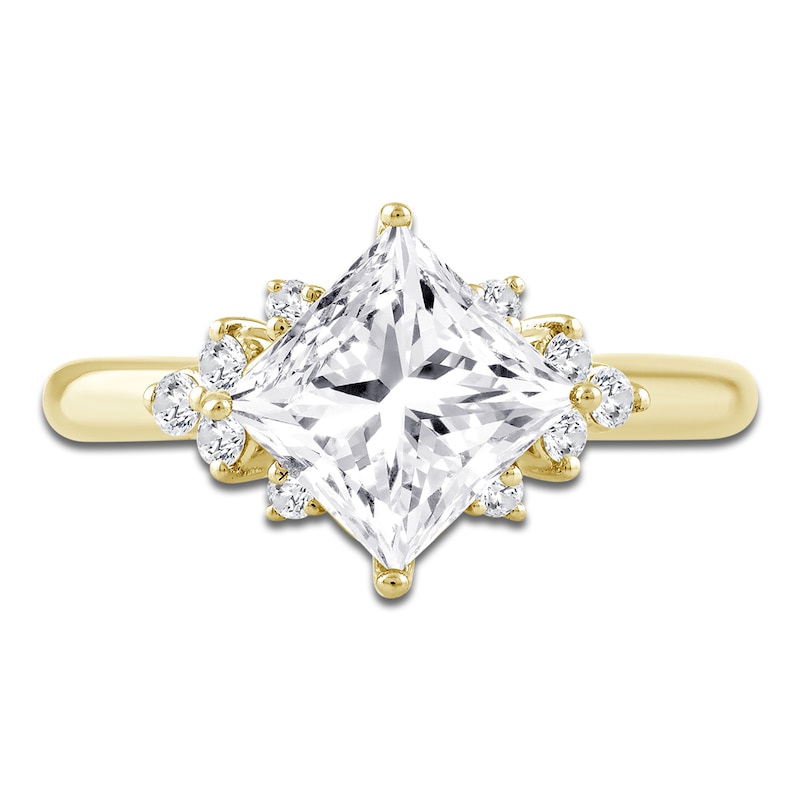 Main Image 3 of Princess-Cut Lab-Grown Diamond Engagement Ring 2-1/6 ct tw 14K Yellow Gold