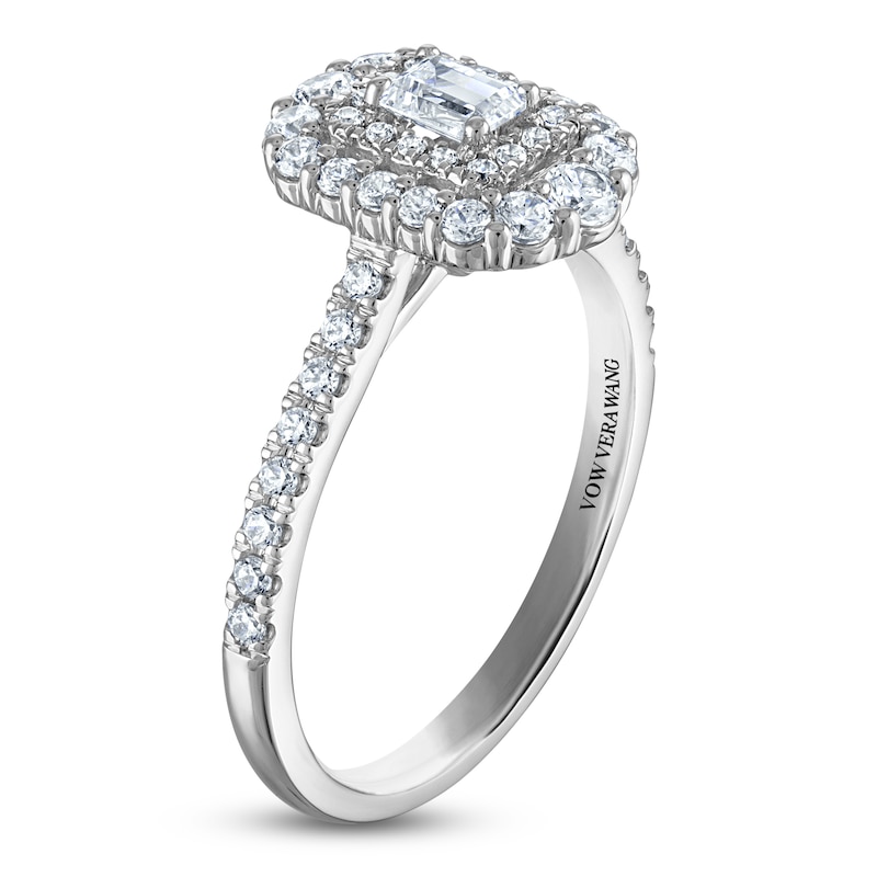 Main Image 2 of Vera Wang VOW Emerald-Cut Diamond Double Halo Engagement Ring 7/8 ct tw 14K White Gold