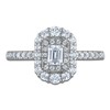 Thumbnail Image 3 of Vera Wang VOW Emerald-Cut Diamond Double Halo Engagement Ring 7/8 ct tw 14K White Gold