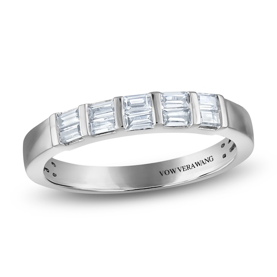 Vera Wang VOW Baguette-Cut Diamond East-West Wedding Band 1/4 ct tw 14K White Gold