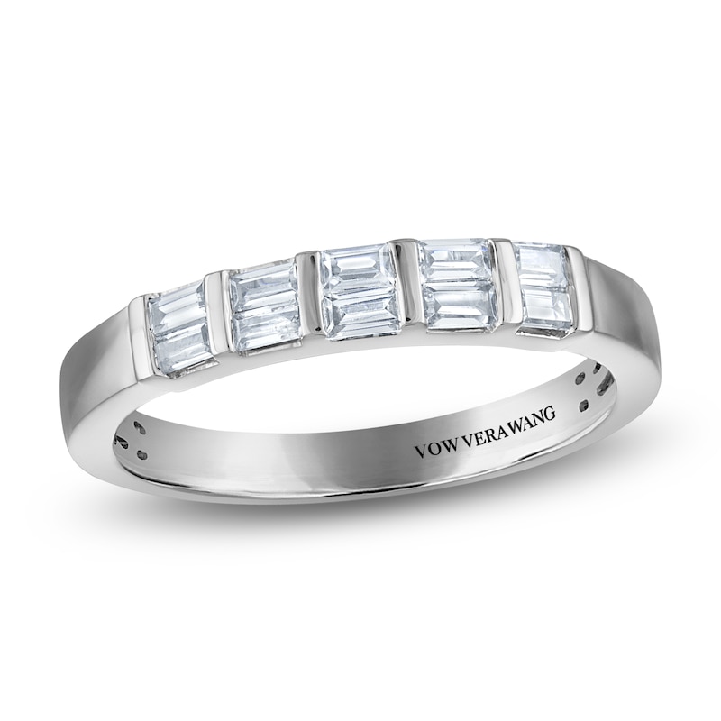 Main Image 1 of Vera Wang VOW Baguette-Cut Diamond East-West Wedding Band 1/4 ct tw 14K White Gold