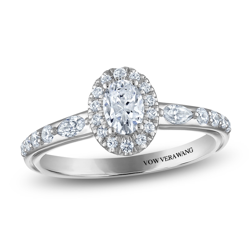 Main Image 1 of Vera Wang VOW Oval-Cut Diamond Halo Engagement Ring 3/4 ct tw 14K White Gold