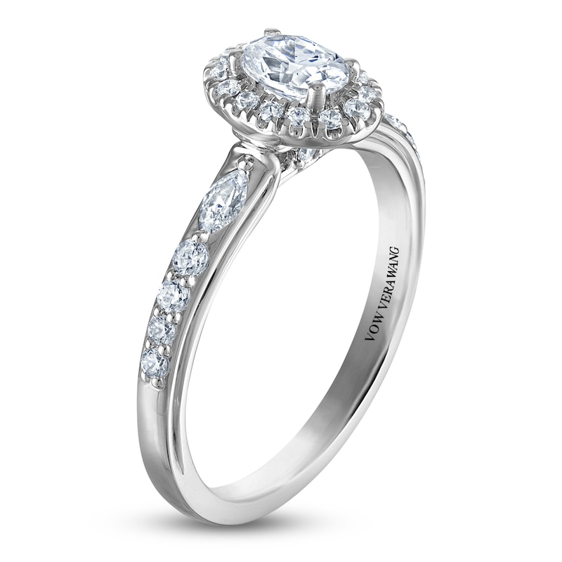 Main Image 2 of Vera Wang VOW Oval-Cut Diamond Halo Engagement Ring 3/4 ct tw 14K White Gold