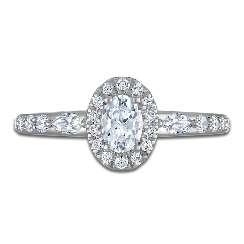 Main Image 3 of Vera Wang VOW Oval-Cut Diamond Halo Engagement Ring 3/4 ct tw 14K White Gold