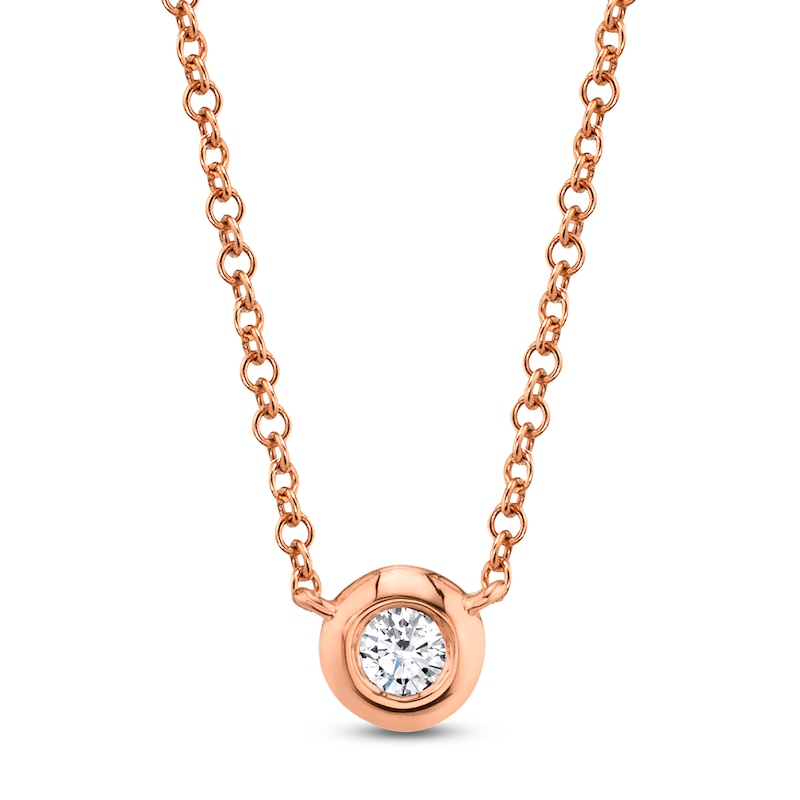 Main Image 1 of Shy Creation Bezel-Set Diamond Solitaire Necklace 1/20 ct tw 14K Rose Gold 18" (SI2/H) SC55003230