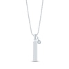 Thumbnail Image 1 of Round-Cut Lab-Grown Diamond Solitaire & Bar Drop Necklace 1/4 ct tw Sterling Silver 18"
