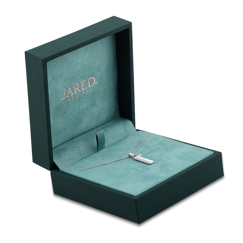 Main Image 5 of Round-Cut Lab-Grown Diamond Solitaire & Bar Drop Necklace 1/4 ct tw Sterling Silver 18"