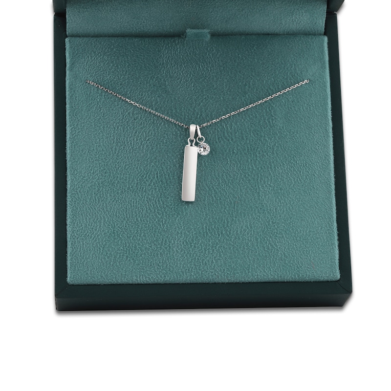 Main Image 7 of Round-Cut Lab-Grown Diamond Solitaire & Bar Drop Necklace 1/4 ct tw Sterling Silver 18"