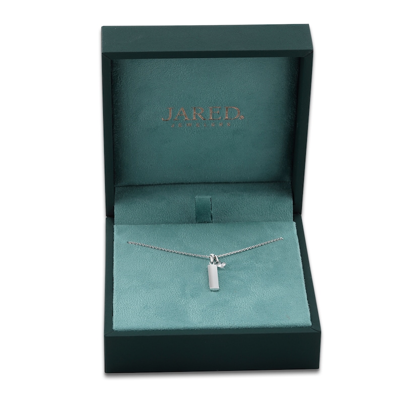Main Image 8 of Round-Cut Lab-Grown Diamond Solitaire & Bar Drop Necklace 1/4 ct tw Sterling Silver 18"