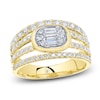 Thumbnail Image 1 of Shy ICON Lumeria Baguette & Round-Cut Diamond Pillow Link Ring 1 ct tw 14K Yellow Gold B22001565V3