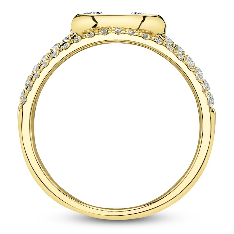 Main Image 2 of Shy ICON Lumeria Baguette & Round-Cut Diamond Pillow Link Ring 1 ct tw 14K Yellow Gold B22001565V3