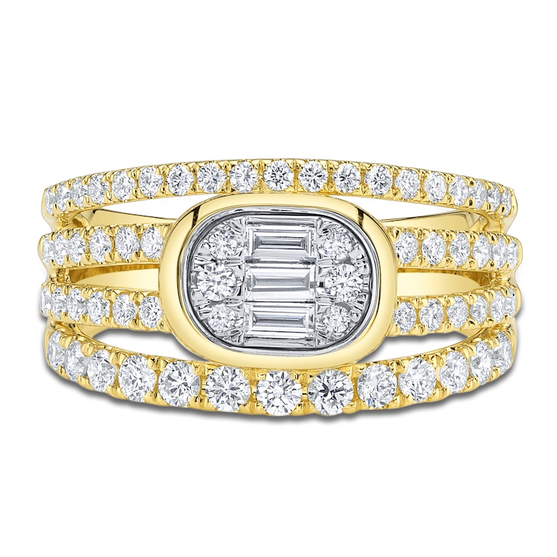 Main Image 3 of Shy ICON Lumeria Baguette & Round-Cut Diamond Pillow Link Ring 1 ct tw 14K Yellow Gold B22001565V3