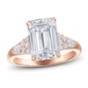 Thumbnail Image 1 of Certified Emerald-Cut Lab-Grown Diamond Engagement Ring 4-3/8 ct tw 14K Rose Gold