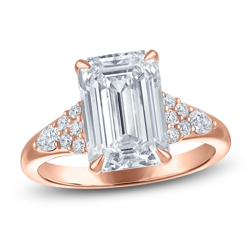 Main Image 1 of Certified Emerald-Cut Lab-Grown Diamond Engagement Ring 4-3/8 ct tw 14K Rose Gold