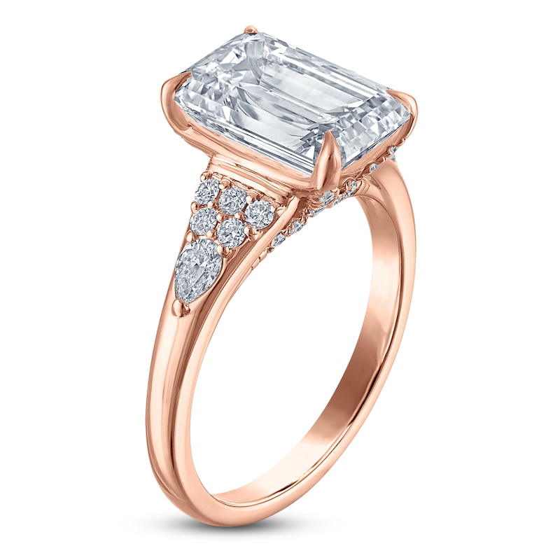 Main Image 2 of Certified Emerald-Cut Lab-Grown Diamond Engagement Ring 4-3/8 ct tw 14K Rose Gold