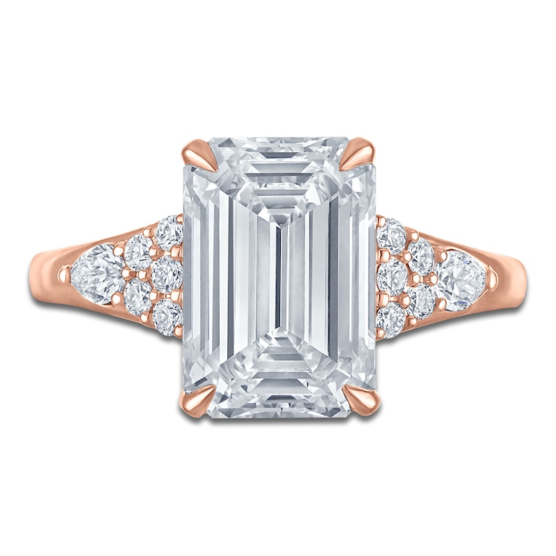 Main Image 3 of Certified Emerald-Cut Lab-Grown Diamond Engagement Ring 4-3/8 ct tw 14K Rose Gold