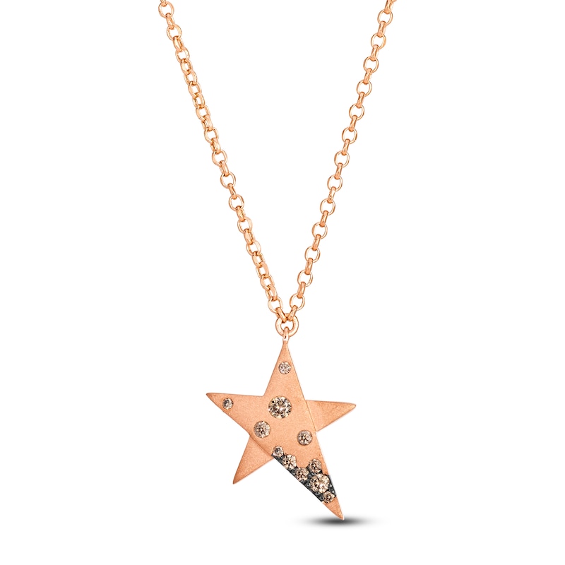 Main Image 1 of Le Vian Diamond Star Necklace 1/8 ct tw 14K Strawberry Gold 19"