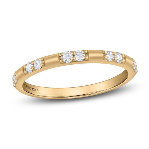 Chosen Certified Round-Cut Diamond Two-Stone Station Stackable Anniversary Ring 1/5 ct tw 14K Yellow Gold