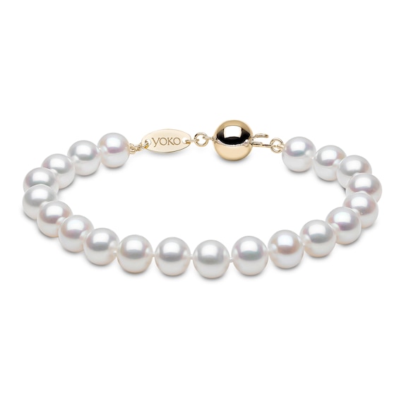 Yoko London 7mm Cultured Pearl Bracelet 18K Yellow Gold 6.5"