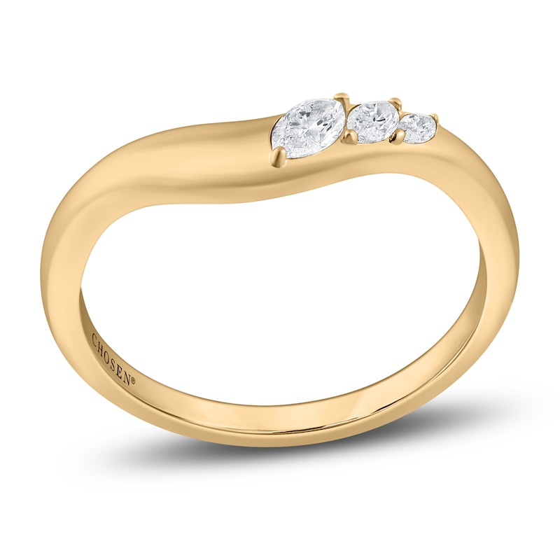 Main Image 1 of Chosen Certified Marquise-Cut Diamond Contour Stackable Wedding Band 1/5 ct tw 14K Yellow Gold