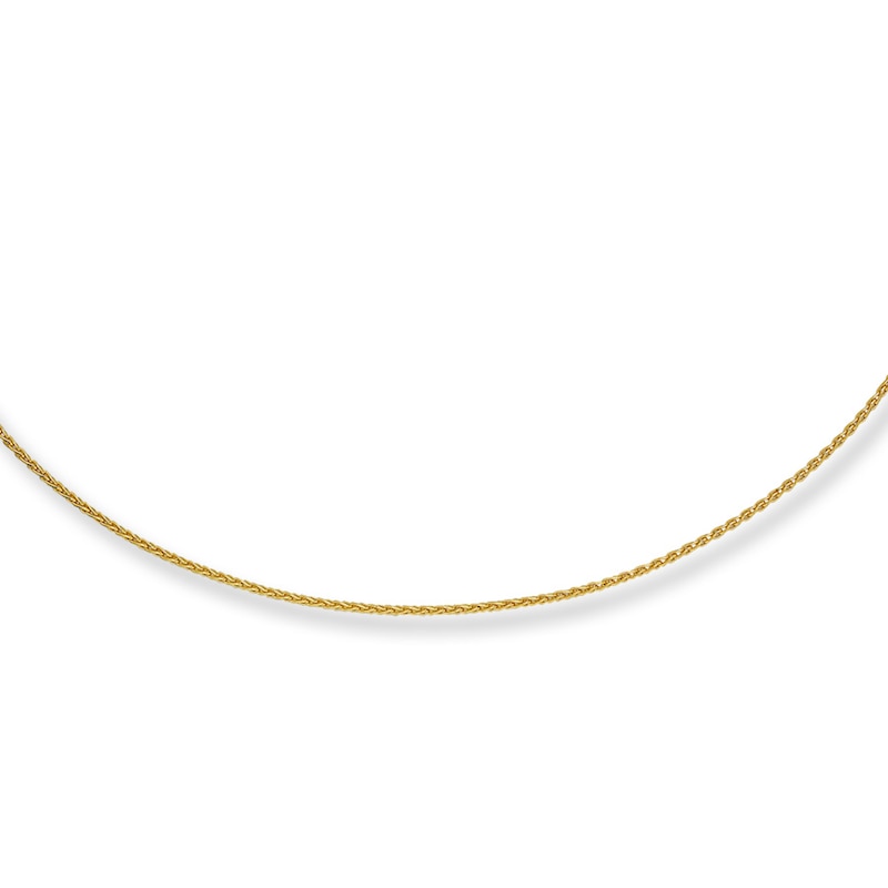 Adjustable Solid Wheat Chain 14K Yellow Gold 16" - 26" Length 1.8mm