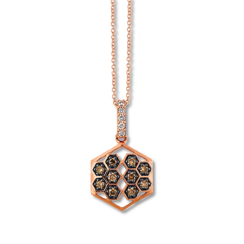 Main Image 1 of Le Vian Diamond Beehive Necklace 3/8 ct tw 14K Strawberry Gold