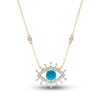 Thumbnail Image 1 of Natural Turquoise Necklace 3/4 ct tw Diamonds 14K Yellow Gold