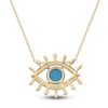 Thumbnail Image 3 of Natural Turquoise Necklace 3/4 ct tw Diamonds 14K Yellow Gold