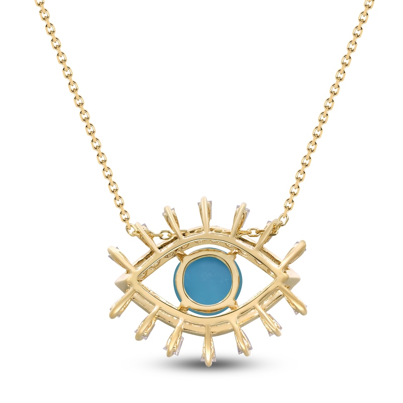Main Image 3 of Natural Turquoise Necklace 3/4 ct tw Diamonds 14K Yellow Gold