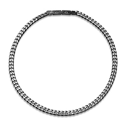 Men's Solid Curb Chain Necklace Black-Plated Stainless Steel 8mm 20"