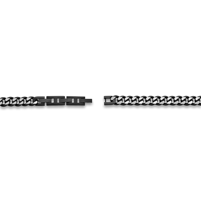 Main Image 3 of Men's Solid Curb Chain Necklace Black-Plated Stainless Steel 8mm 20"