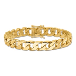 Polished Solid Curb Chain Bracelet 14K Yellow Gold 10.6mm 8"