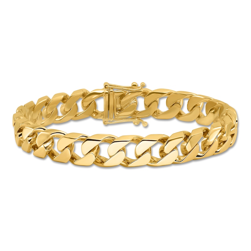 Main Image 1 of Polished Solid Curb Chain Bracelet 14K Yellow Gold 10.6mm 8"