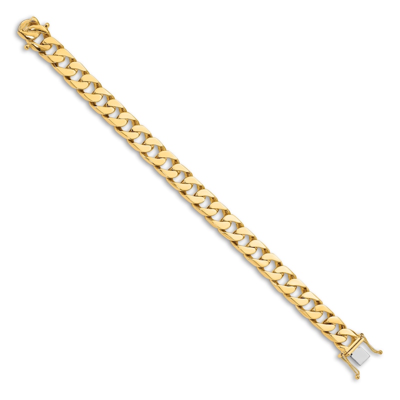 Main Image 2 of Polished Solid Curb Chain Bracelet 14K Yellow Gold 10.6mm 8"