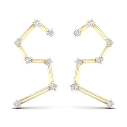 Diamond Leo Constellation Earrings 1/8 ct tw Round 14K Yellow Gold