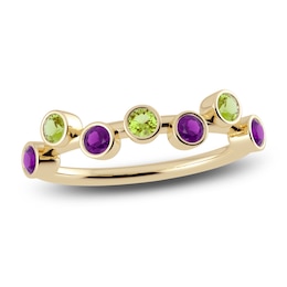 Juliette Maison Natural Amethyst & Natural Peridot Ring 10K Yellow Gold